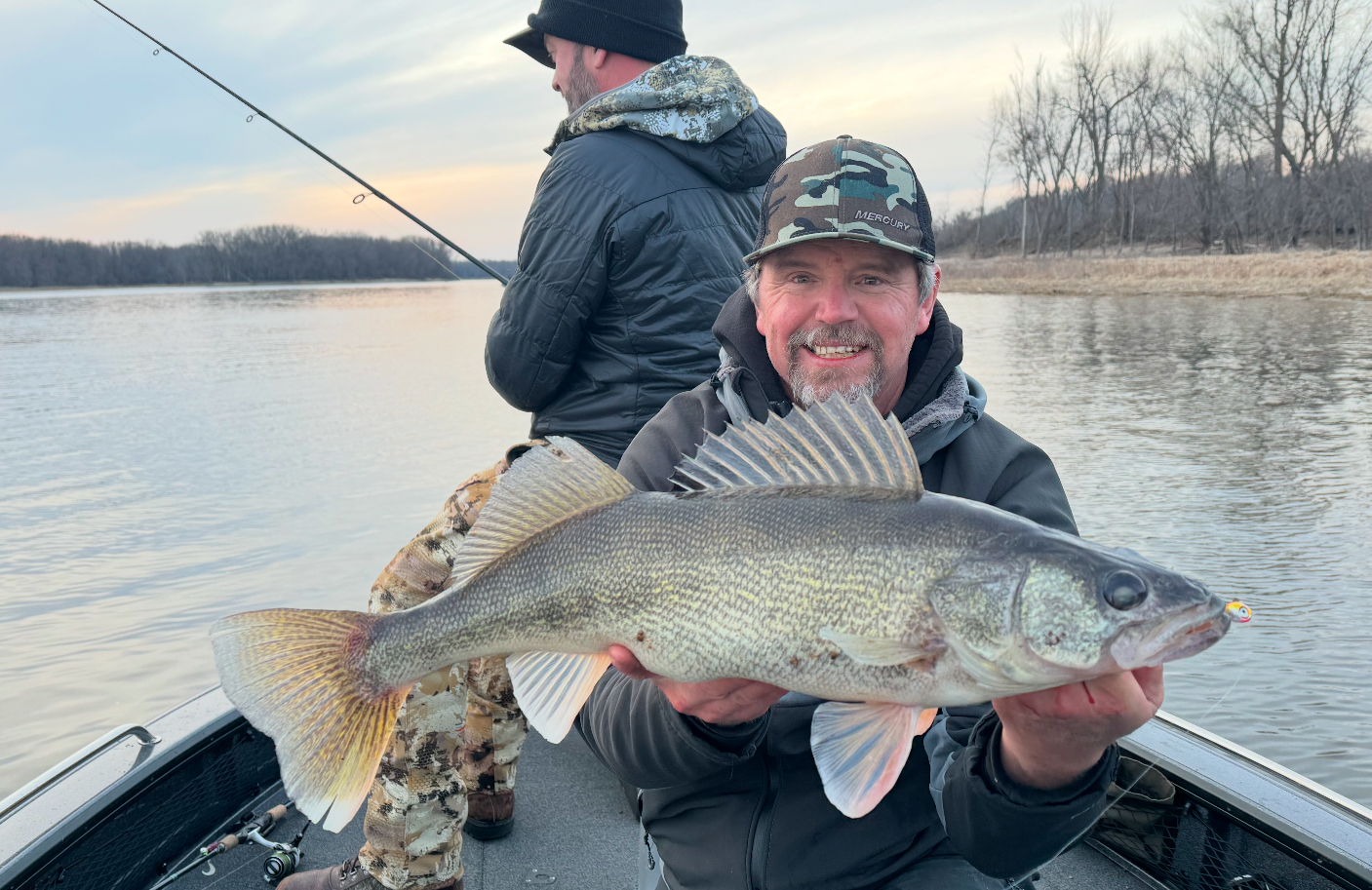 An early season walleye falls to a jig and minnow on the mighty mississippi river in April
